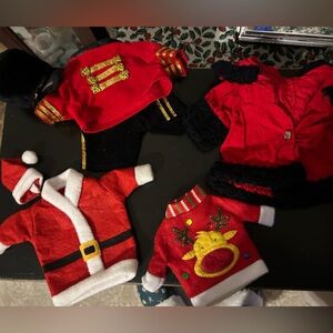 7 pc variety Christmas doll or small animal /goose clothes.  4 outfits.